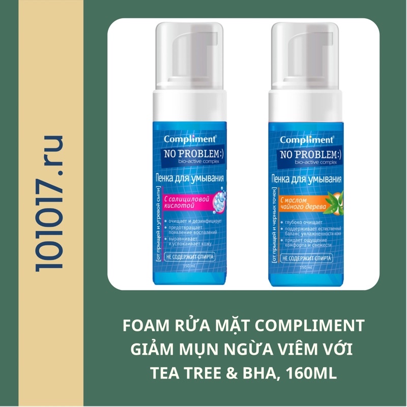 FOAM rửa mặt cho da mụn và nhạy cảm COMPLIMENT NO PROBLEM với acid salicylic và chiết xuất tràm trà