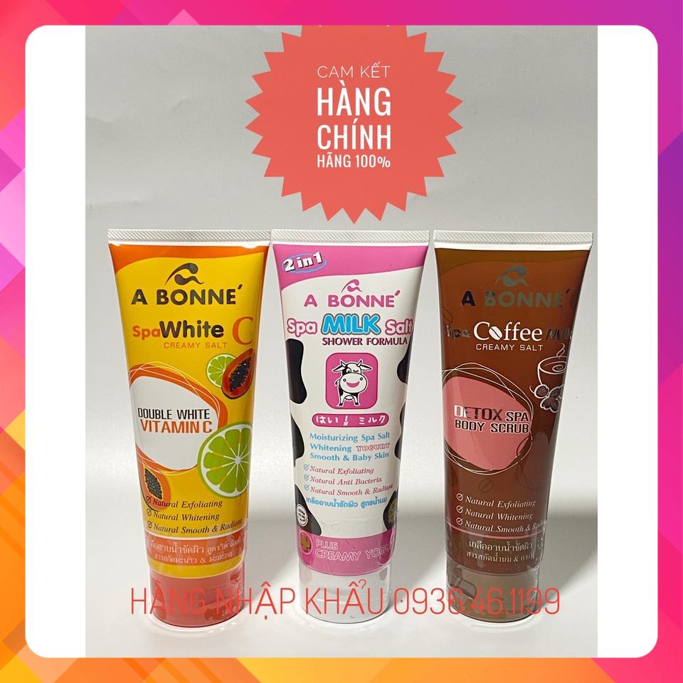 (Chính Hãng)(Tuýp) Muối Tắm Sữa bò,cafeTẩy Tế Bào Chết,trắng da  A Bonne Spa Milk Salt Shower Formula Thái Lan 350g