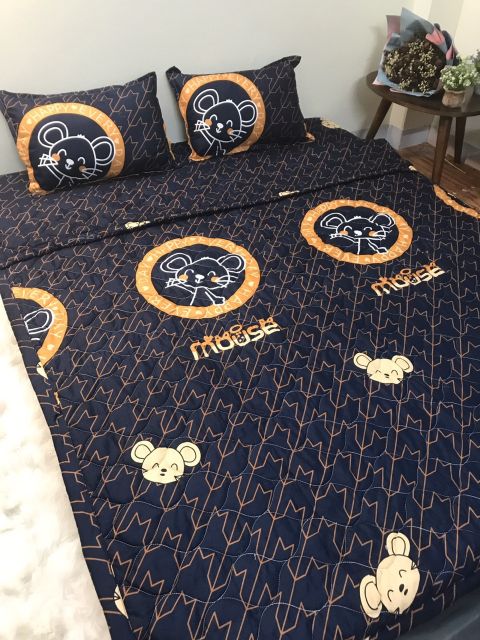 Trọn Bộ Chăn Ga Gối Chần Phao 5 Món - Gấu Panda