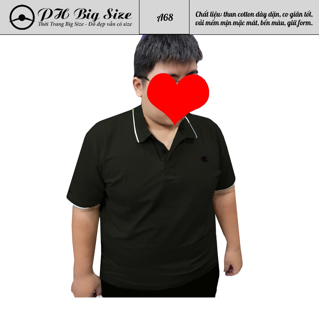 Áo Thun có cổ size to size bự size đại bigsize 80kg-125kg | PH BIG SIZE | A68