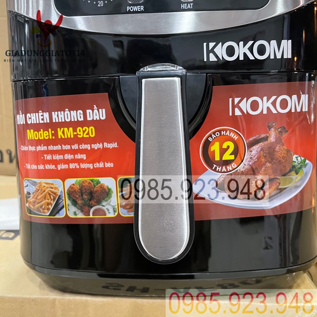 Nồi Chiên Không Dầu KOKOMI KM-920 (New2022) 9,2 Lít - Dung Tích Siêu Lớn, Bảo Hành 12 Tháng, vừa cả con gà 3kg