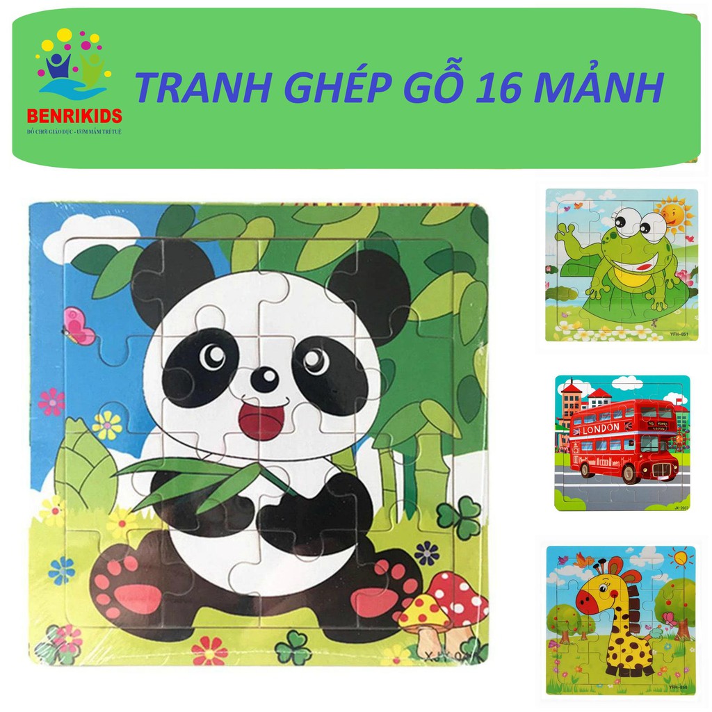 Đồ Chơi Gỗ, Tranh Ghép Hình Động Vật, Phương Tiện Giao Thông 16 Miếng