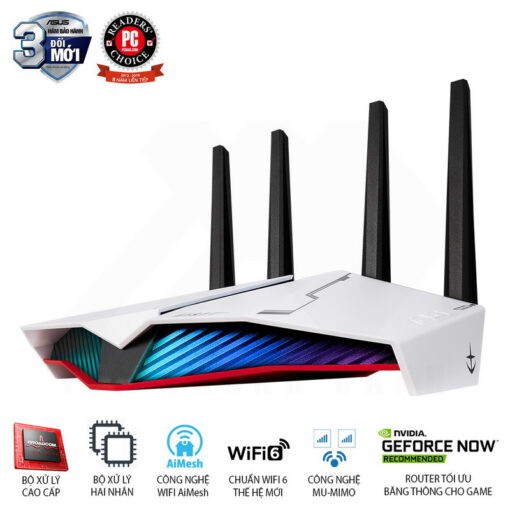 Router Wifi ASUS AURA RGB RT-AX82U GUNDAM EDITION Hai Băng Tần, Chuẩn AX5400 (Chuyên Cho Game Di Động) - Hàng Chính Hãng