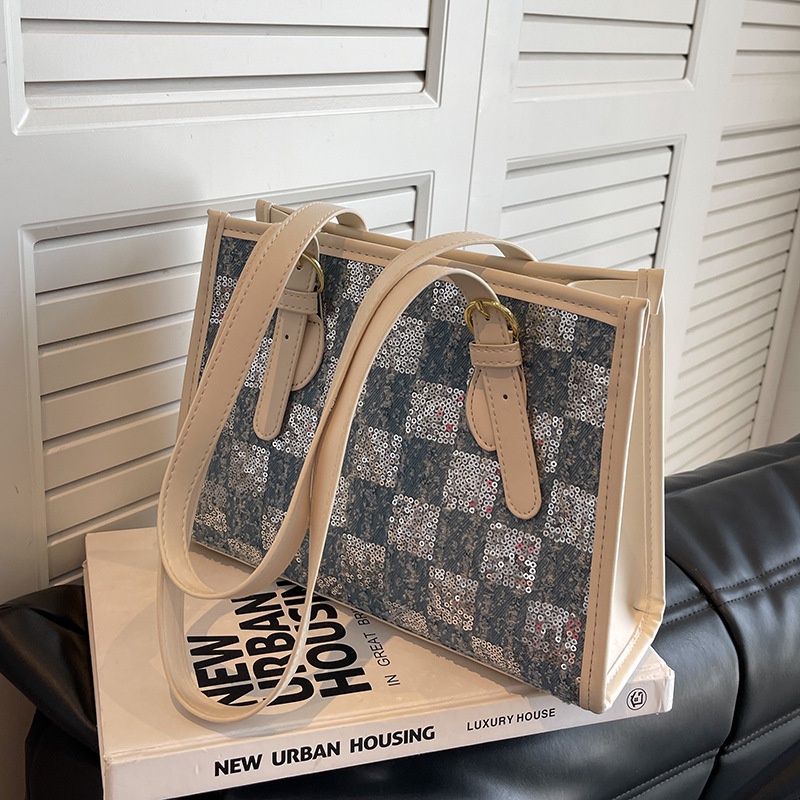 Túi Đeo Vai Bằng Vải canvas Hoa Văn Kẻ Ô Thời Trang Dành Cho Nữ