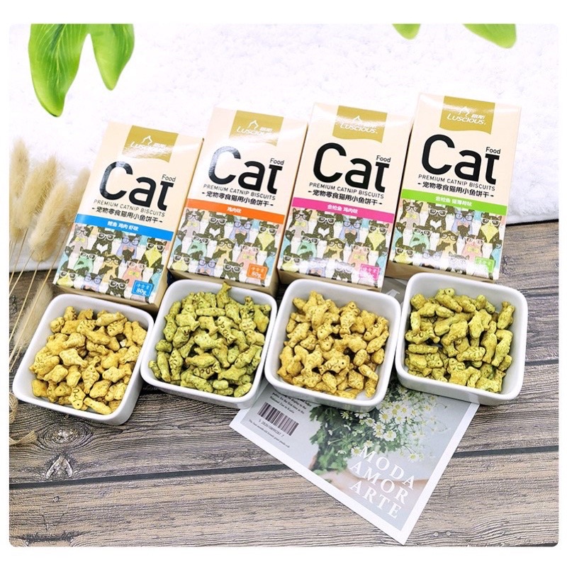 Bánh quy cá Catnip/Bánh thưởng Luscious 80gr dành cho mèo - Mixo Pet Town