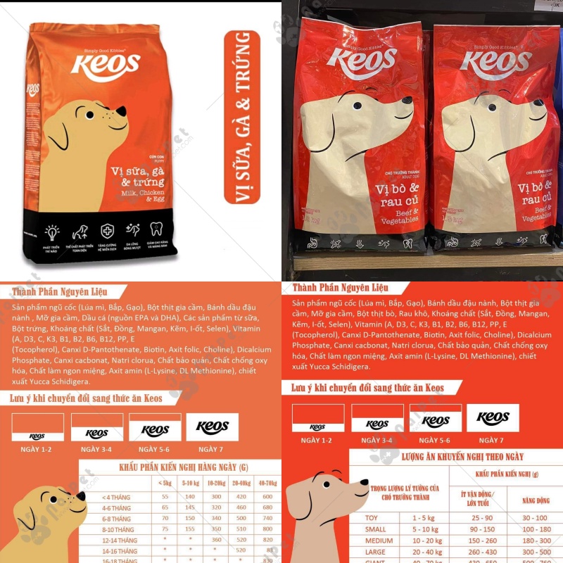 Thức Ăn Hạt Cho Chó Keos Túi 400gr