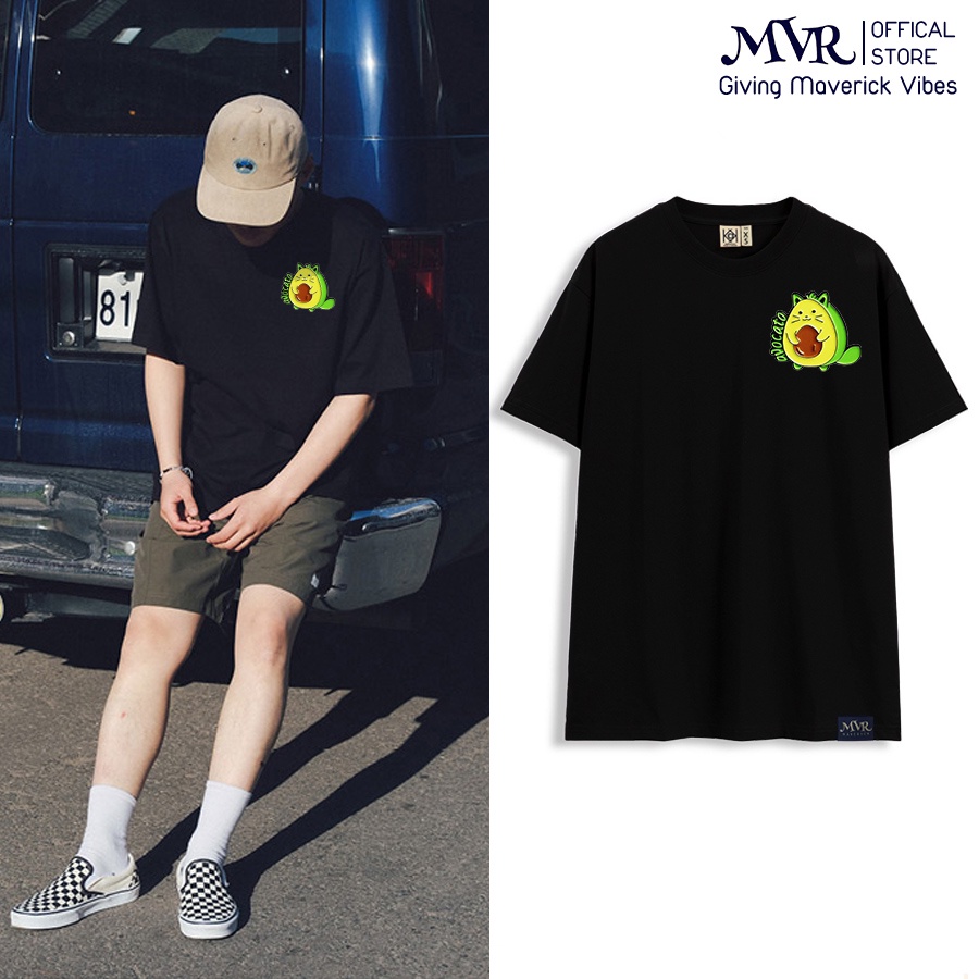 Áo thun nữ tay lỡ Cotton thoáng mát Avocato logo bơ mèo dễ thương MVR KK3917