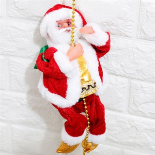 Electric Santa Claus Decoration Climb Beads String Plush Doll Toys Christm