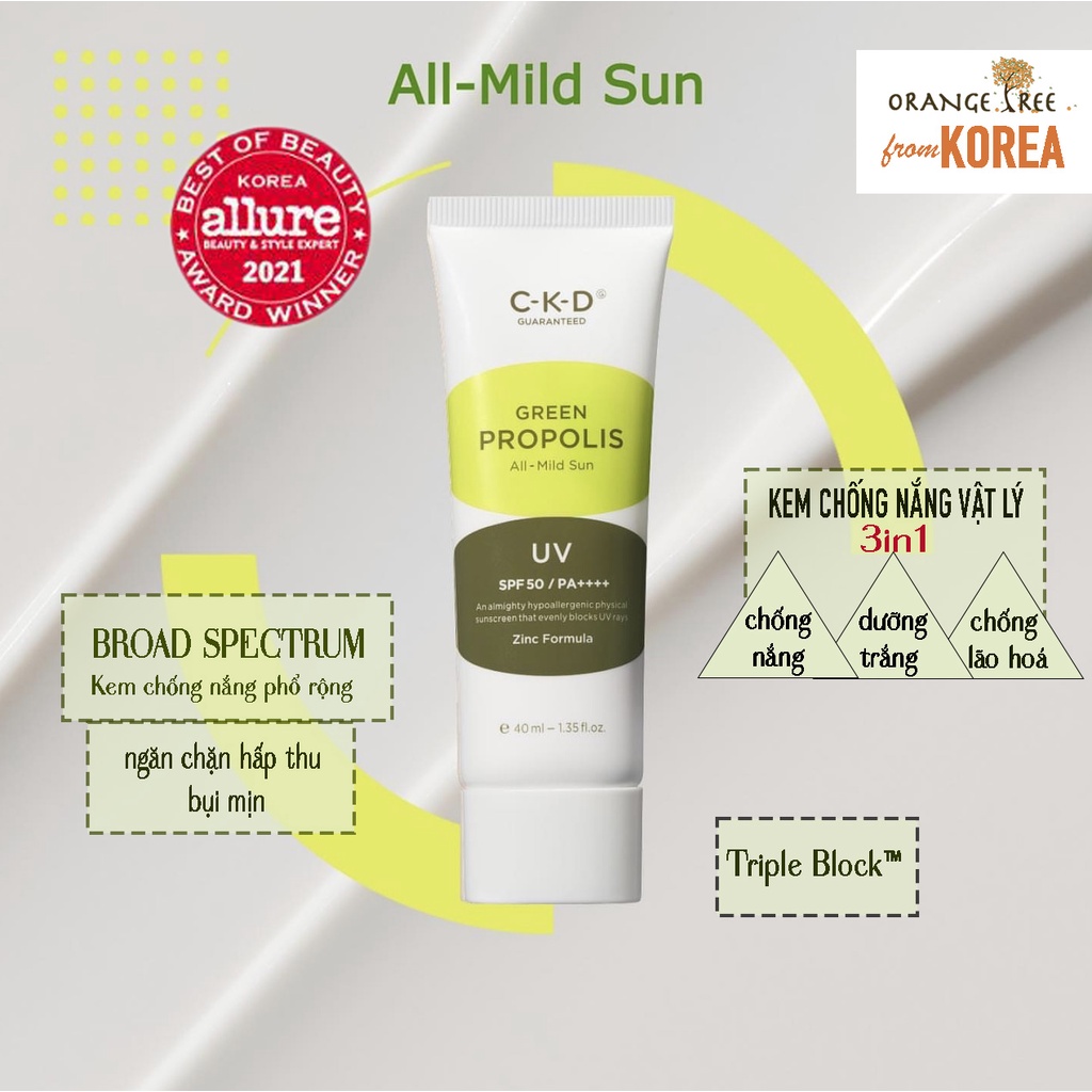 Kem chống nắng C-K-D Green Propolis All-Mild Sun 40ml