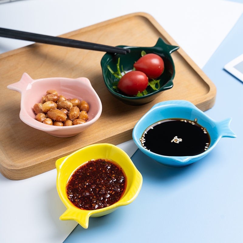 Chén chấm, đĩa đựng đồ ăn gia vị, Bát sứ decor bàn ăn dễ thương đựng nước chấm nhiều màu