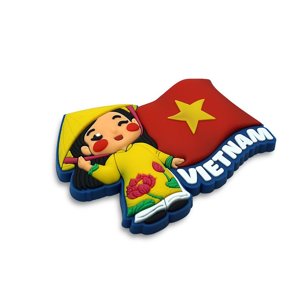 Nam châm dán tủ lạnh - Quà tặng lưu niệm Việt Nam - Fridge Magnet - Áo dài Hoa Sen