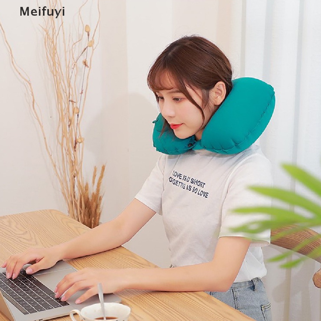 Gối Bơm Hơi Hình Chữ U Có Thể Gấp Gọn Tiện Dụng Mang Theo Du Lịch