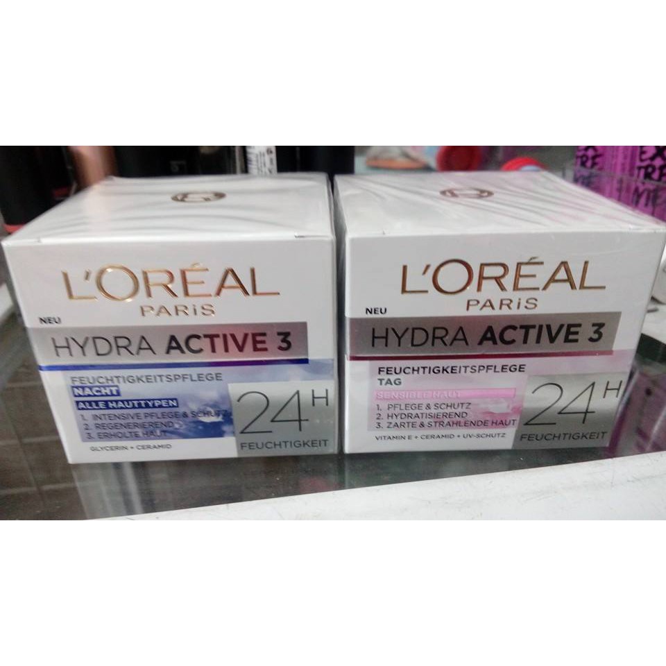 Kem Dưỡng Da Loreal Hydra Active 3 Ban Ngày và Ban Đêm , 50 ml 24h