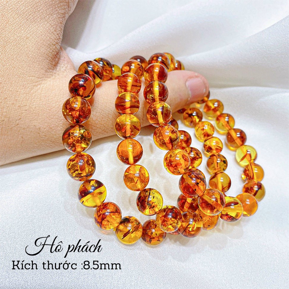 VÒNG TAY CHUỖI TRƠN HỔ PHÁCH TRÒN CAM ĐẬM