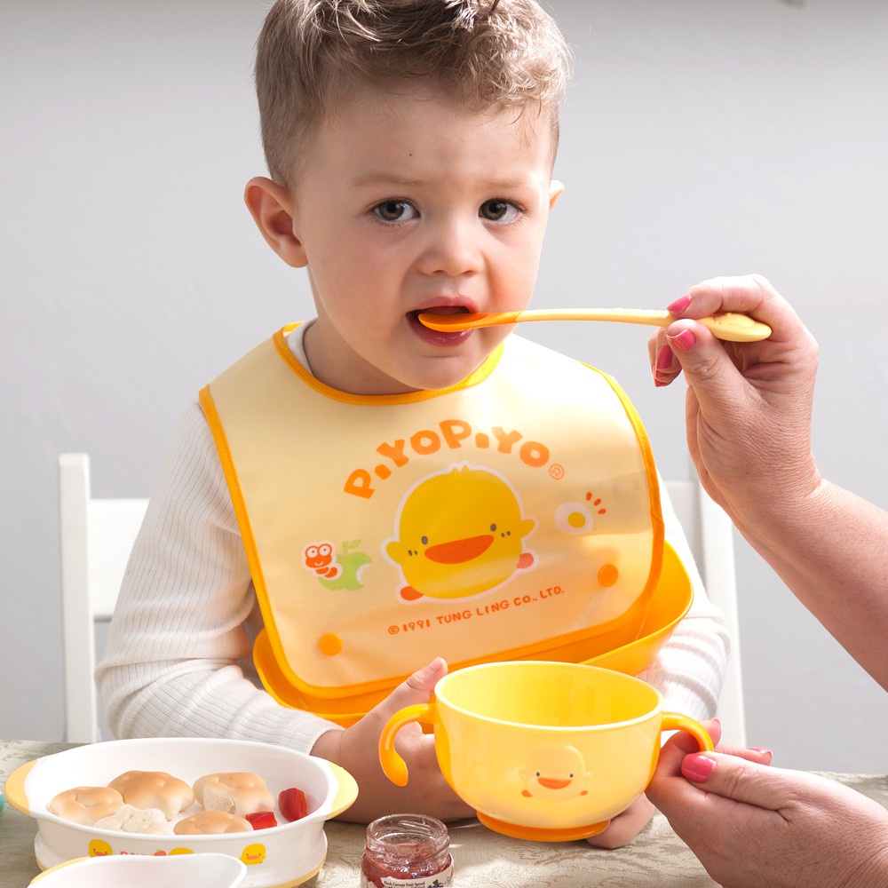 Bộ 2 muỗng đầu mềm tập ăn dặm cho bé 4 tháng tuổi trở lên Piyo Piyo hai màu