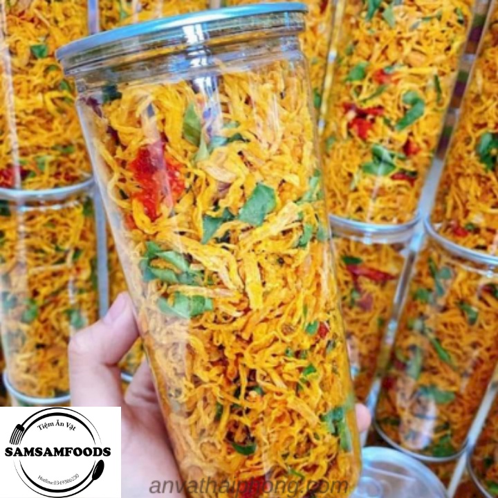 Khô gà lá chanh siêu ngon hũ 200g đồ ăn vặt tiệm ăn vặt Sam Sam