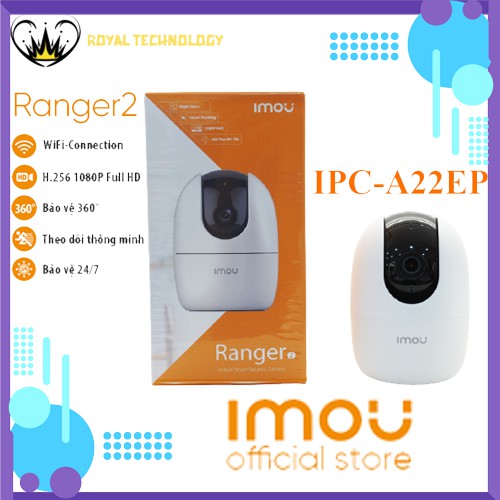  Camera IP Wifi Ranger 2 IPC A22EP IMOU 2.0MP Full HD 1080p - Xoay 360, theo dõi chuyển động.