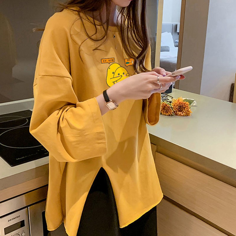 IELGY Áo thun IELGY dáng rộng tay dài thời trang năng động cho nữ