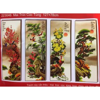 Tranh thêu chữ thập Tứ Quý 223046 (127*78) chưa thêu