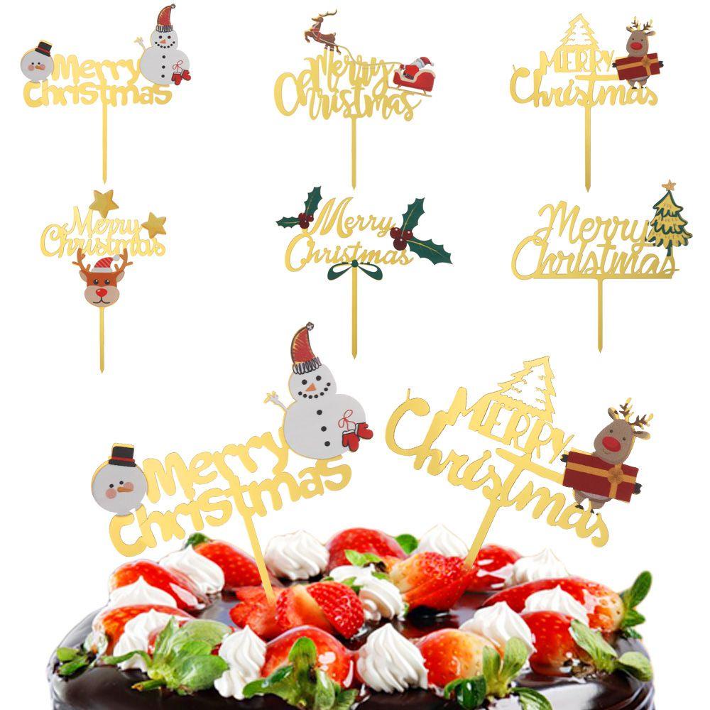 YNATURAL Que Cắm Trang Trí Bánh Kem Chữ Merry Christmas