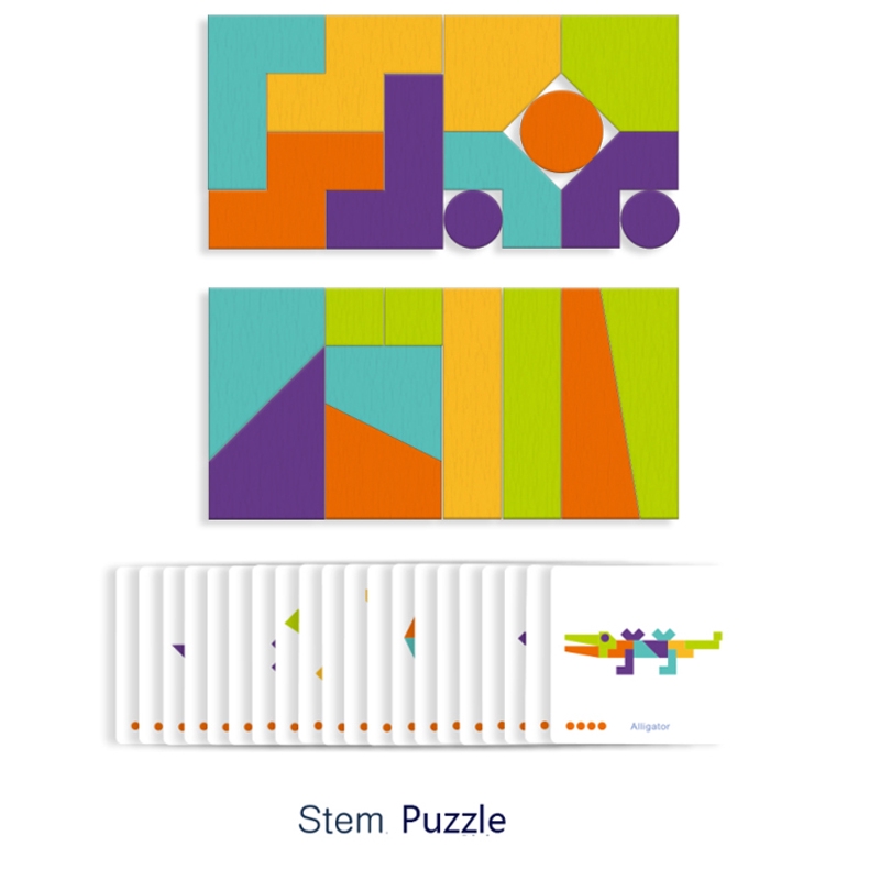 Mideer đứa bé Lego đầy màu sắc Tangram Trò chơi xếp hình giáo dục sớm bằng gỗ Sơn không độc hại 6Y +