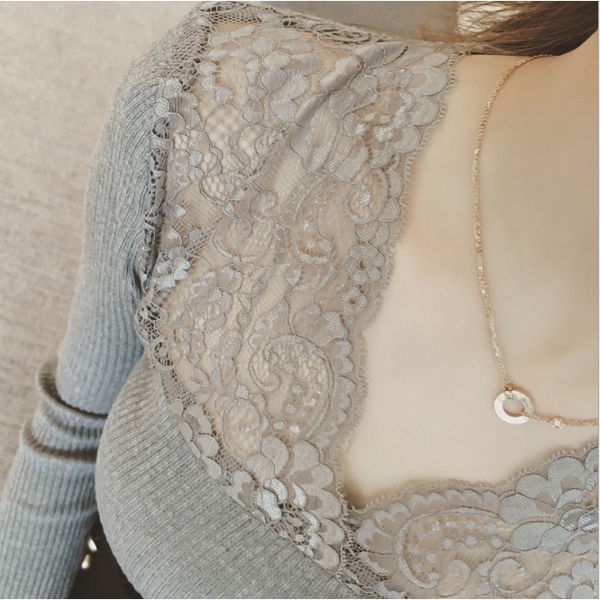 Áo kiểu nữ phối ren đẹp tay dài Sm62