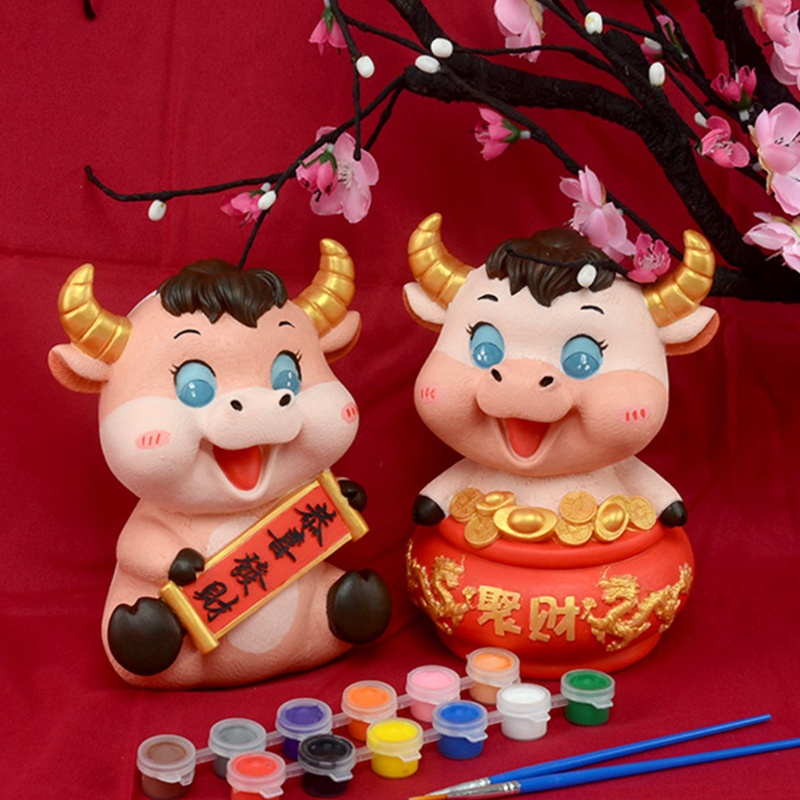 Đồ trang trí Chú Bò Sữa Ox DIY Nhiều Màu Sắc