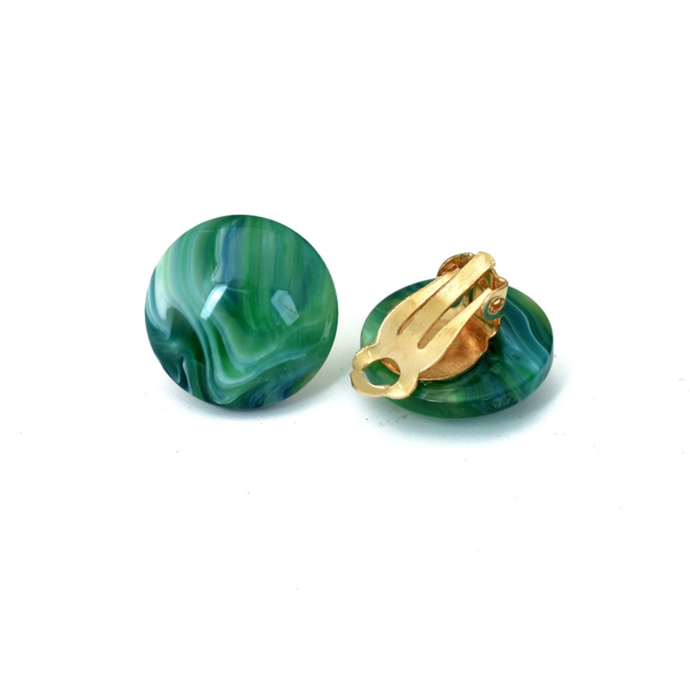 Khuyên kẹp vành tai hình tròn bằng nhựa resin phong cách hàn quốc thời trang cho nữ