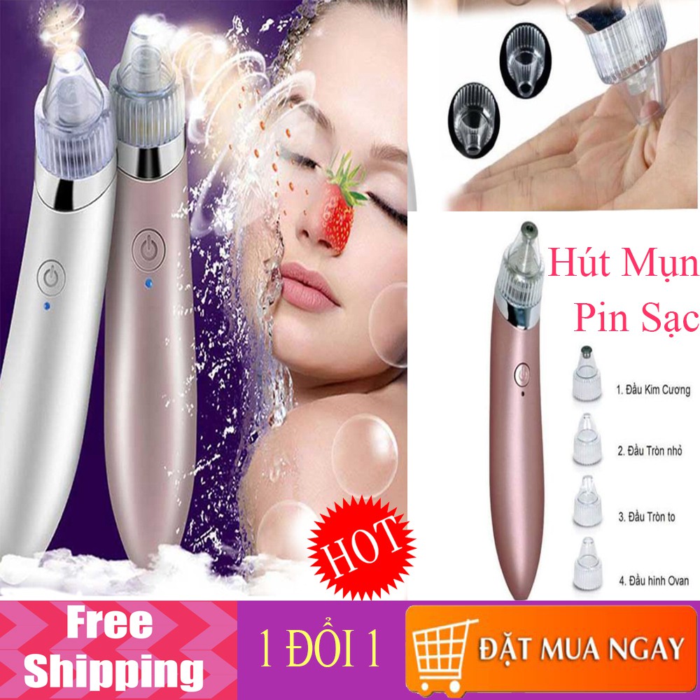 Máy Hút Mụn Pin Sạc Giá Rẻ Dễ Dàng Đánh Bay Bụi Bẩn Cám Đầu Đen Với 4 - Bảo hành 1 đổi trong 7 ngày .