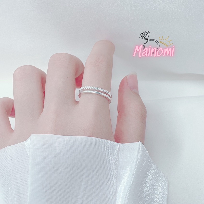 Nhẫn kép freesize hàng đá hàng trơn độc đáo Mainomi Shop Bạc Xinh sang xịn