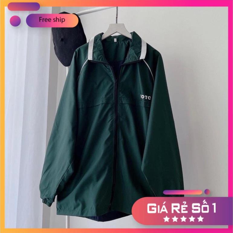 Áo Khoác Gió ROTC Màu Xanh Lá Đậm Hottrend  Unisex Form Rộng 2 Lớp(Hàng Sẵn)