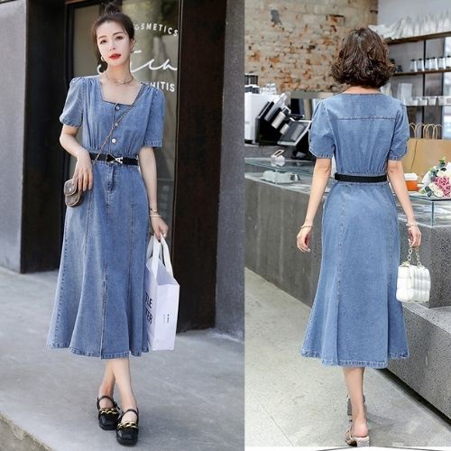 Đầm Jean Dáng Dài Đuôi Cá Bigsize Kèm Nịt Xinh Xắn Hàng Nhập Quảng Châu Cao Cấp