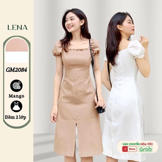 Váy xẻ tà dự tiệc LENA cổ vuông dáng ôm - Đầm body xẻ tà dự tiệc trẻ trung sang trọng GM2084