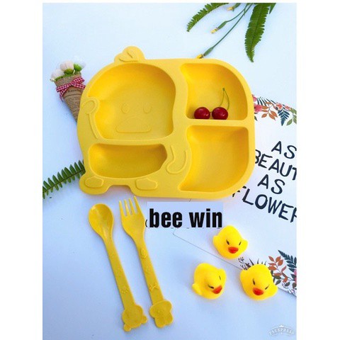 Bộ bát ăn dặm cho bé 6 chi tiết, bát ăn dặm kiểu nhật xinh xắn dễ thương Hình Vịt vàng