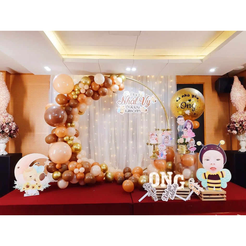 Bóng Tròn Tông Màu Nâu Tây Size 10&quot; Trang Trí Sinh Nhật Party - Kem Shop K110