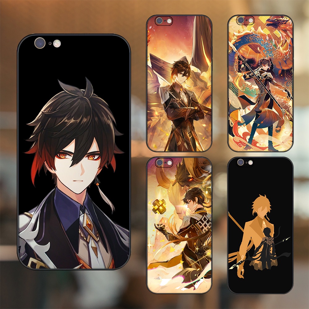 Ốp lưng iPhone 6, 6s dẻo đen cạnh vuông in hình Zhongli Genshin Impact