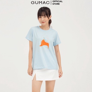 Áo thun nữ GUMAC chính hãng - cổ tròn nhiều màu họa tiết in hình cô gái - couple đẹp dễ thương ATB850