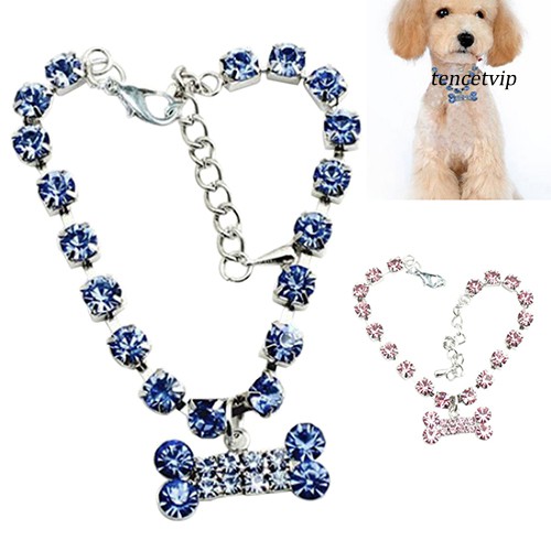 Vòng cổ mặt xương đính đá xinh xắn cho chó mèo