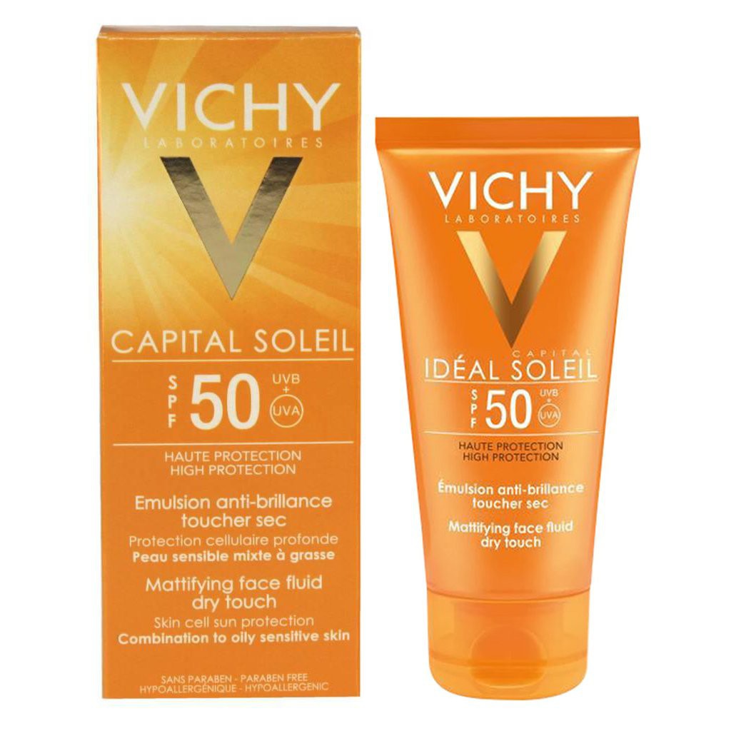VICHY - Kem chống nắng không gây nhờn rít SPF 50 UVA +UVB Vichy Ideal Soleil Mattifying Face Fluid Dry Touch 50ml