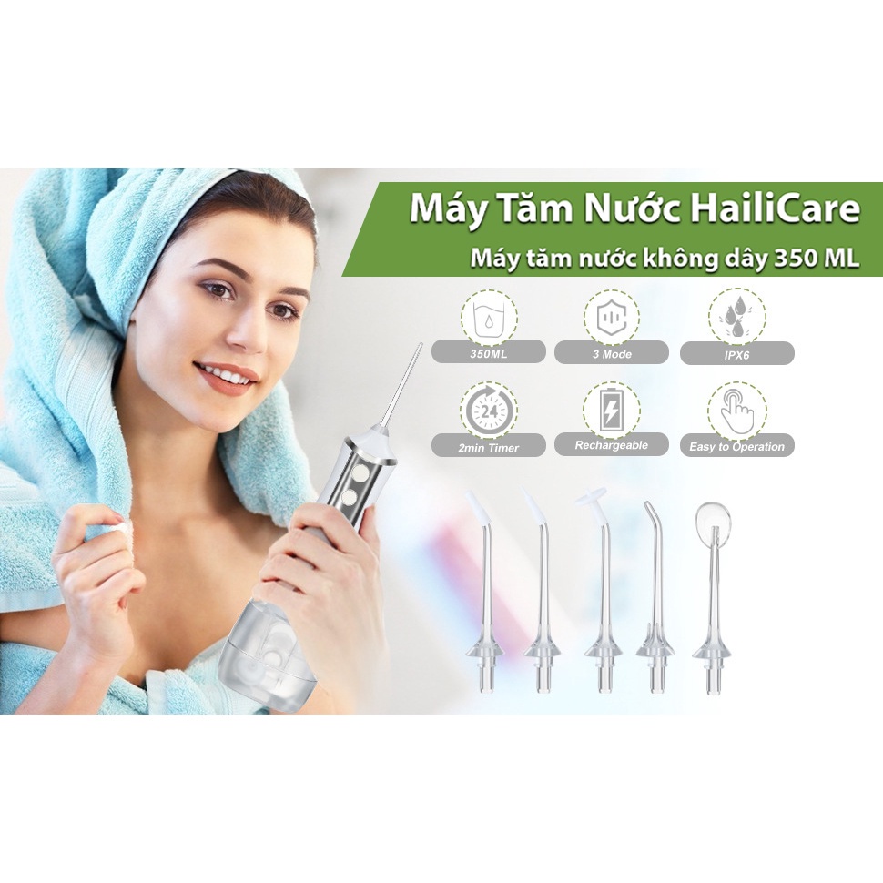 Tăm nước HC HailiCare, máy tăm nước vệ sinh răng miệng hiệu quả - hàng nhập khẩu cao cấp