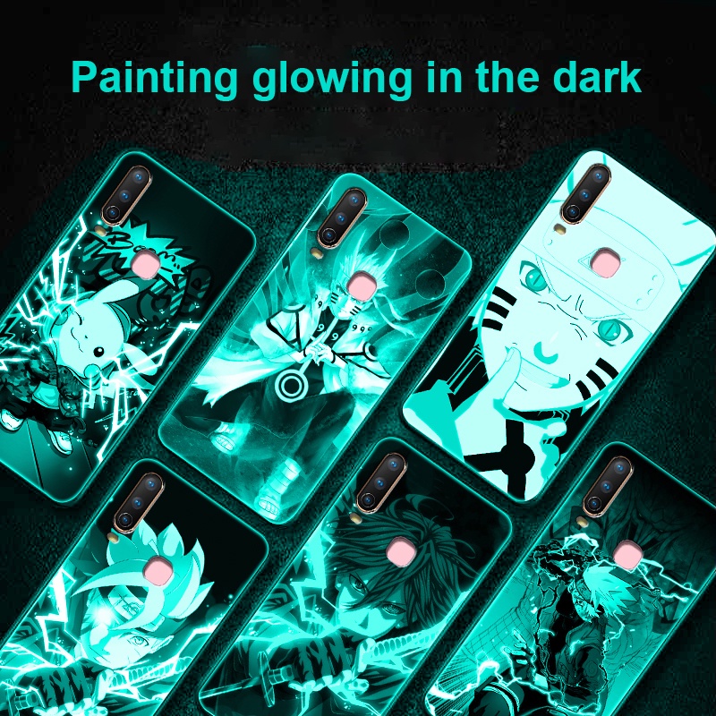 Ốp Điện Thoại Kính Dạ Quang In Hình Anime Zorro Vivo Y20 2021 Y20s Y12s 2021 Y20s G Y12A U10 Y30 Y30i Y50 Y15 Y12 Y17 S1 Y1s Y91C ONE PIECE Naruto Sasuke Boruto Cartoon Cases