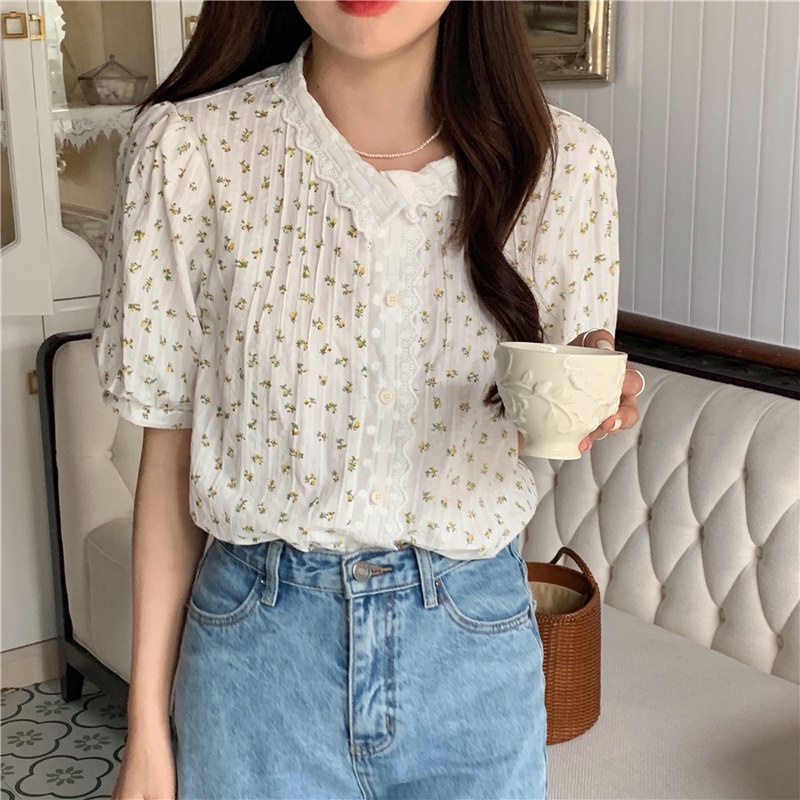 Áo Sơ Mi Hoa Ngắn Tay Phong Cách Hàn Quốc Mới 44764