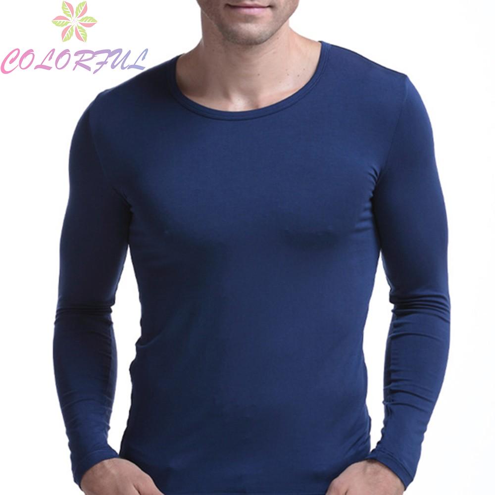 Áo Thun DàI Tay Cổ TròN / Cổ Chữ V Giữ NhiệT Cho Nam Size L-3XL