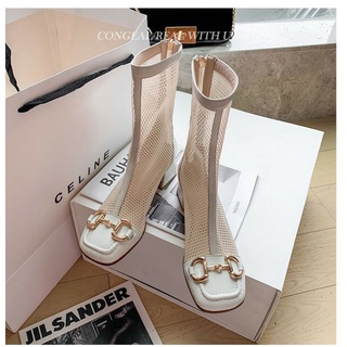 Boots lưới khoá trắng đen