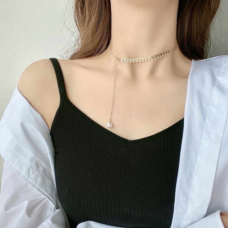 [Augustcloth | AugustJewelry] Dây chuyền/ vòng cổ hợp kim 1 bên dây hình chiếc lá phong cách Hàn Quốc