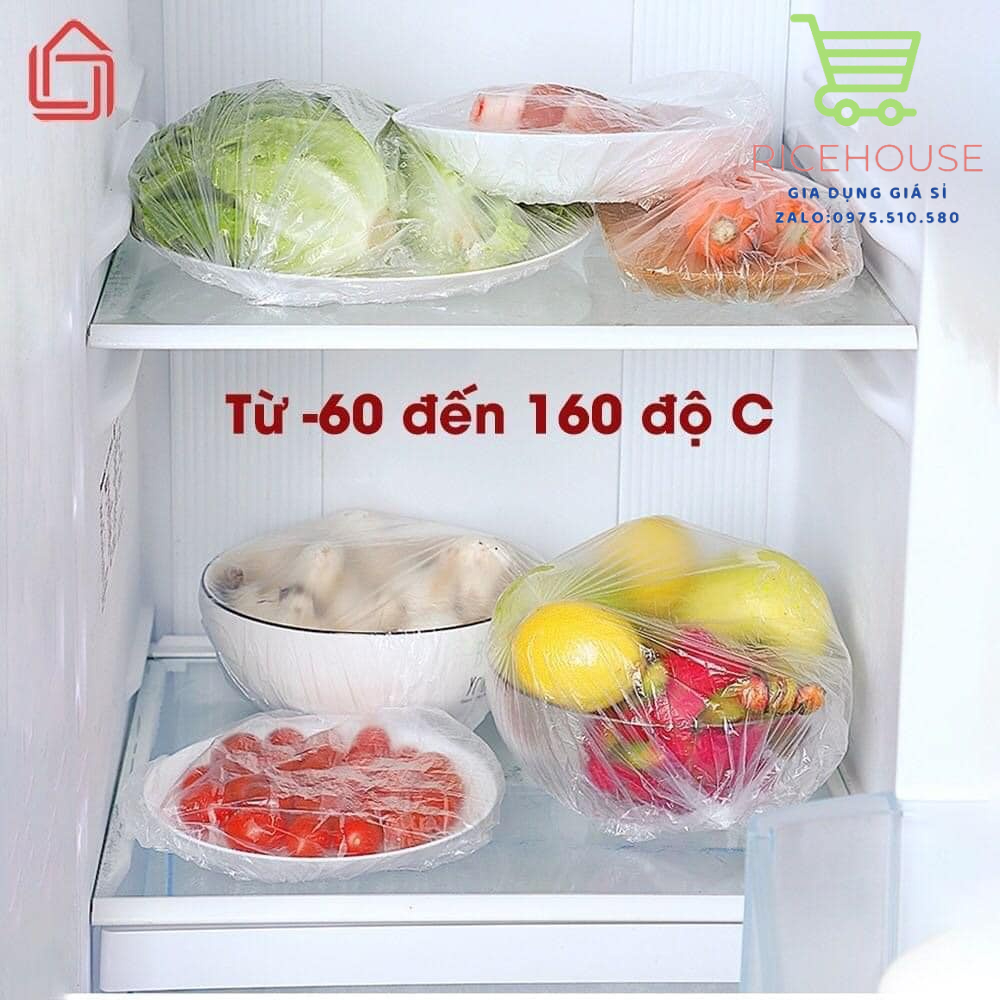 Màng bọc thực phẩm, màng bọc PE kèm túi gấu siêu dai có chun co giãn bọc đồ ăn