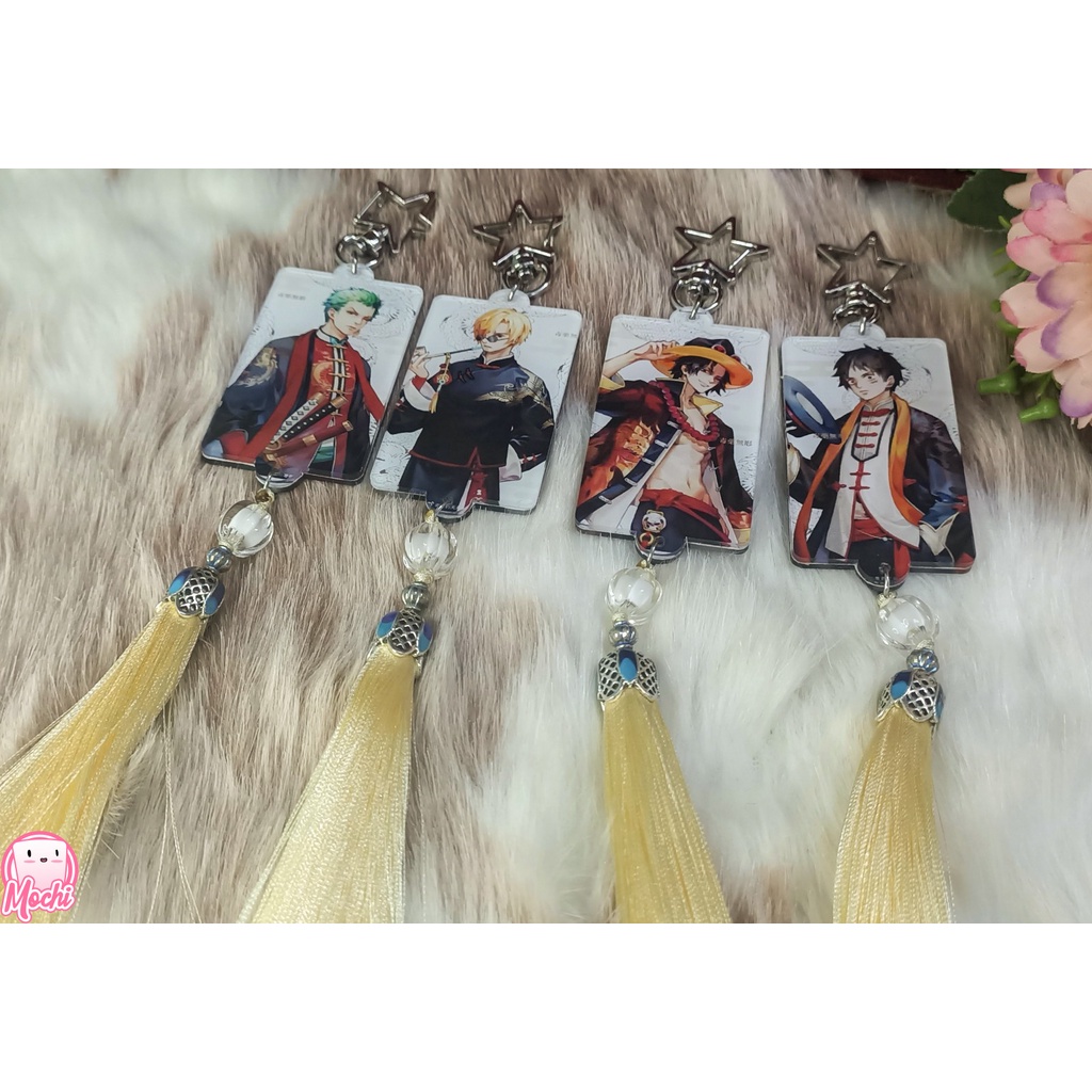 Móc khóa treo trang trí nhân vật Ace - Luffy - Zoro - Sanji trong anime manga One Piece