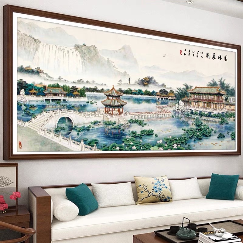 Tranh thêu phong cảnh cổ trấn kích thước 150x72cm