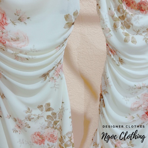 Váy 2 dây body dúm eo NGOCCLOTHING nữ [FREESHIP] Đầm 2s ngắn ôm hoa nền trắng quyến rũ, sang trọng, vintage HOT | BigBuy360 - bigbuy360.vn