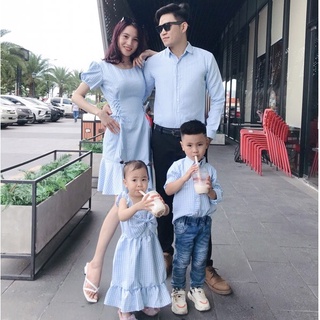 Đồng phục gia đình - đồ gia đình caro - áo gia đình caro - áo caro gia đình - đồ gia đình caro đi tiệc